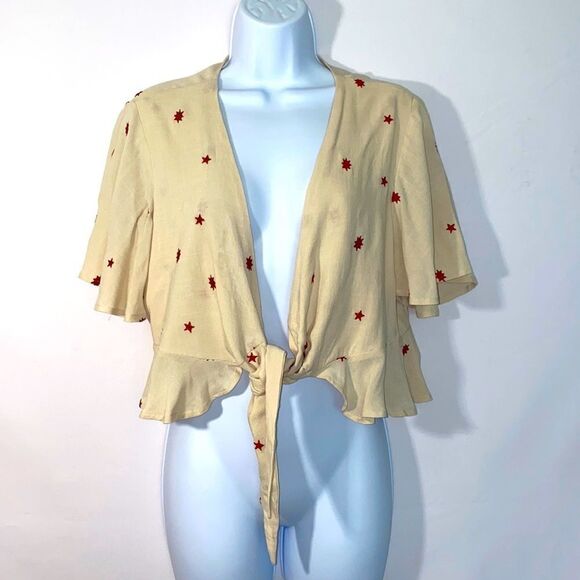 By Together Ivory & Red Embroidered Star - Picture 1 of 6